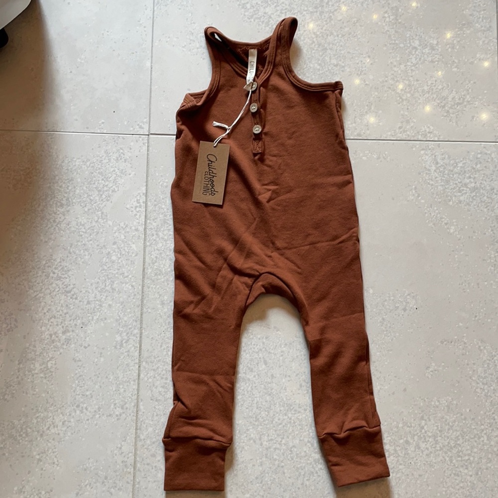 Childhoods Clothing tank romper- Cognac